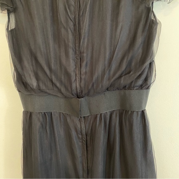 Dolce & Gabbana 100% Silk Black Midi with Ruffled Capped Sleeves size 44 - Picture 12 of 17